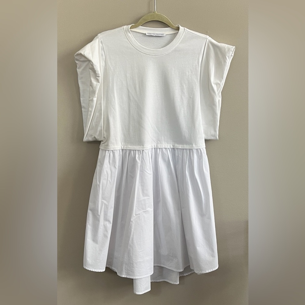 English Factory white cotton short sleeves mini dress size medium